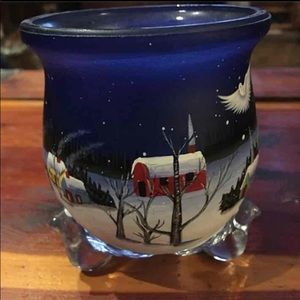 Handpainted winter scene votive holder